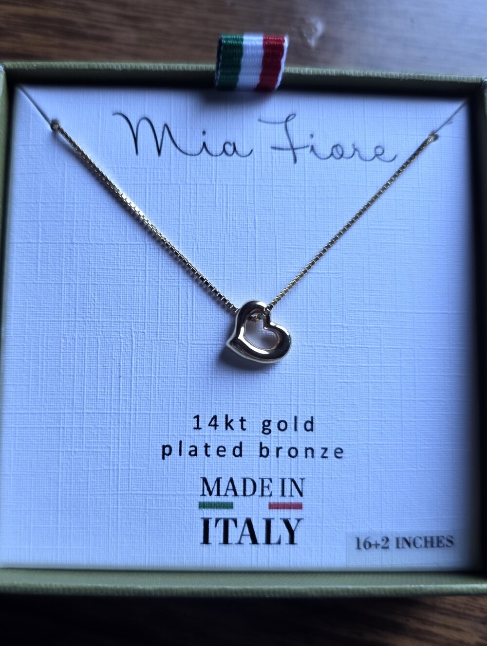Mia Fiore 14K Gold Plated Heart Necklace, Made in Italy Romantic Gift for Her